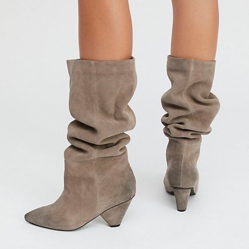 Jeffrey Campbell Suede Grey Senita Over the Knee Boots